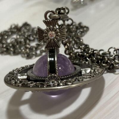 Vivienne Westwood Necklace Ornamental Small Orb Amethyst Purple