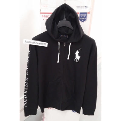 POLO RALPH LAUREN BIG PONY FULL ZIP HOODIE JACKET BLACK MENS SIZE
