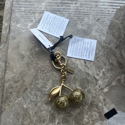 Coach GOLD Authentic Cherry Brass Keychain Bag Purse Charm