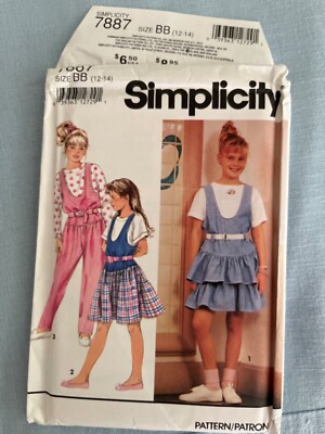 Simplicity 7887 Vintage 90s kids sewing pattern jumpssuit jumpers