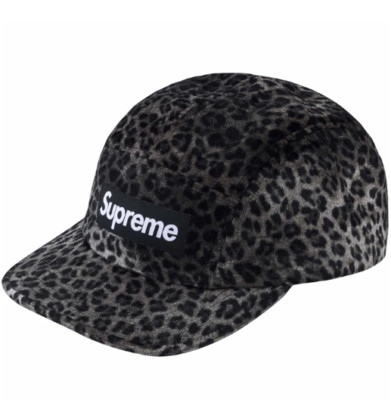 Supreme Leopard Velvet Camp Cap (SS24) Black Authentic New Box