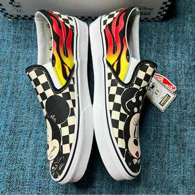 Vans x Disney Mickey and Minnie Flame Classic Slip On Sneakers
