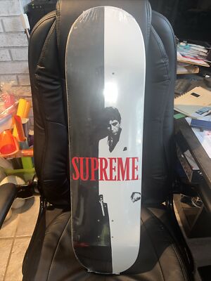 Supreme Scarface Split Skateboard Art Deck by Supreme Black White