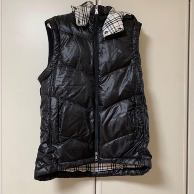 Burberry Black Label Down Vest hooded zipper nova check size L