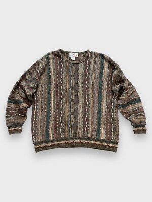 VTG 90s Florence Tricot 3D Cable Knit Multi-Colored Sweater Coogi