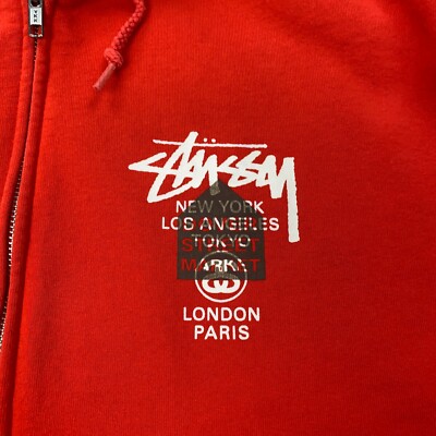 Stussy X Dover Street Market DSM World Tour Zip Hoodie Mens XXL