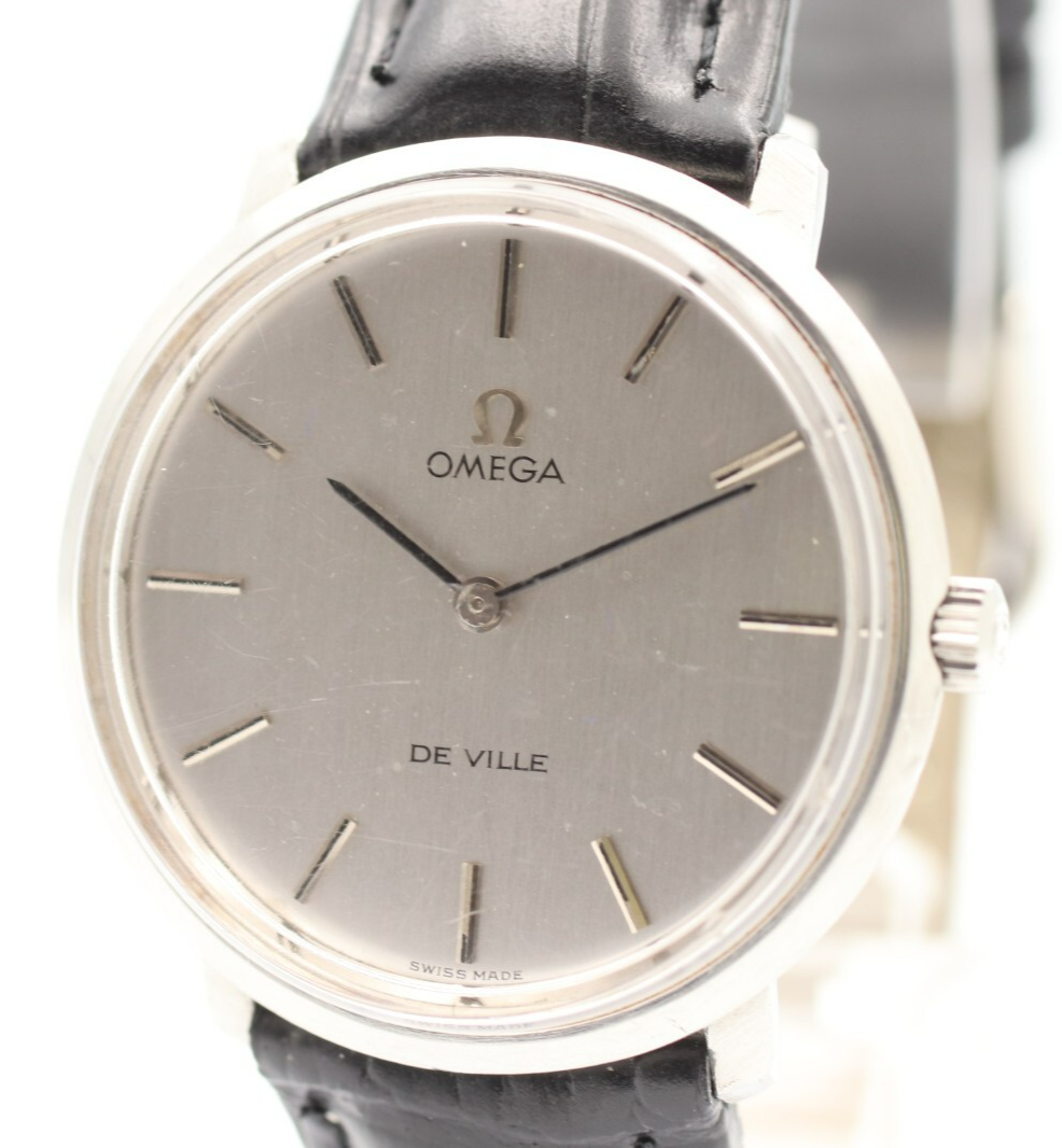 N MINT* Vintage 1990s OMEGA De Ville Tool 104 Hand Wind Silver