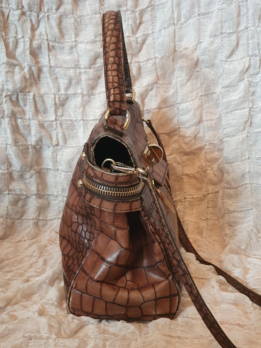 Iconic Max Mara Margaux brown embossed croc leather bag | eBay