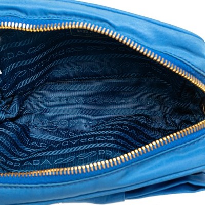 Authenticated Prada Tessuto Fiocco Bow Crossbody Blue Nylon Fabric