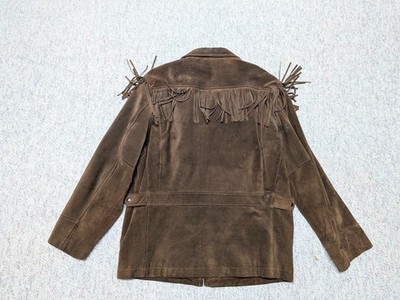 vintage BANANA REPUBLIC leather jacket L leather FRINGE suede