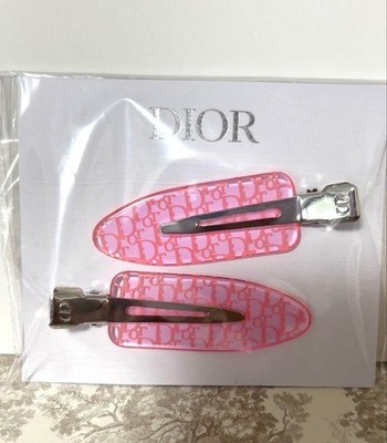 Dior Hair Clip hairpin hair accessory Pink Rubber 6 x 2cm limited