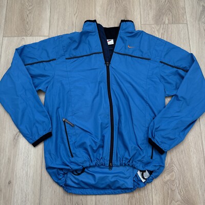 Nike Vintage Sz Large Blue Full Zip Windbreaker Early 2000s Lined