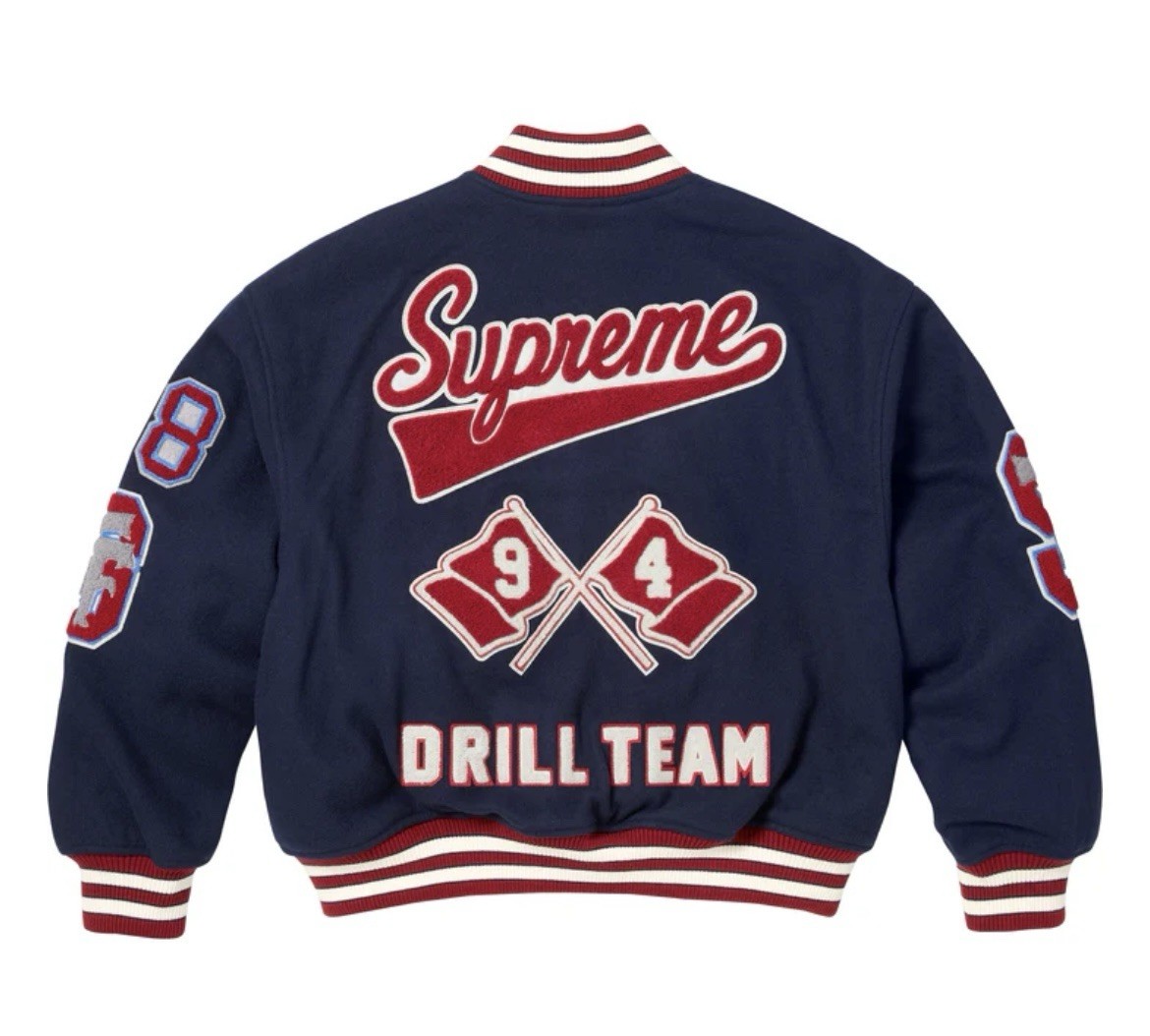 Size Medium Supreme Drill Team Varsity Jacket Navy Free Ship🔥 | eBay