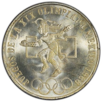 1968 Mo Mexico 25 Peso 19th Summer Olympic Type 1 Silver Coin PCGS