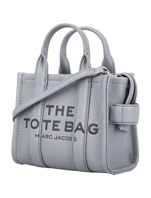 NWT {Marc Jacobs} The Leather Mini Tote Bag #050 WOLF GREY