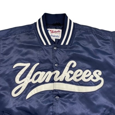 VTG 90s MLB NEW YORK YANKEES MAJESTIC AUTHENTIC SATIN BOMBER