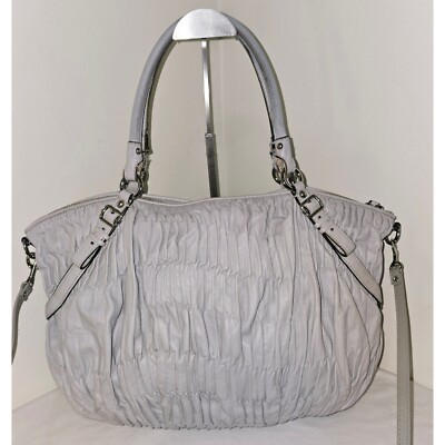 Coach Madison Sophia Bag Gathered Pearl Grey Leather Satchel Bag