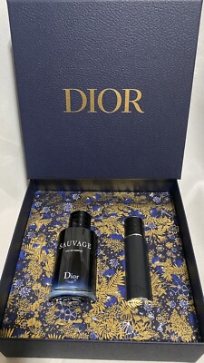 DIOR Sauvage 2 PCs Gift Set EDP Spray 3.4oz / 100ml + Filled