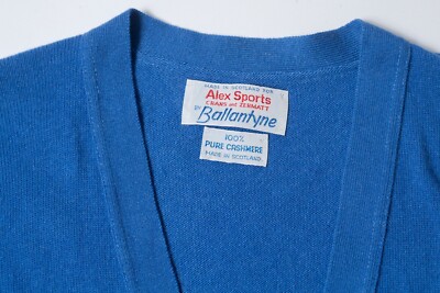 Vintage Ballantyne 100% Pure Cashmere Made In Scotland Blue