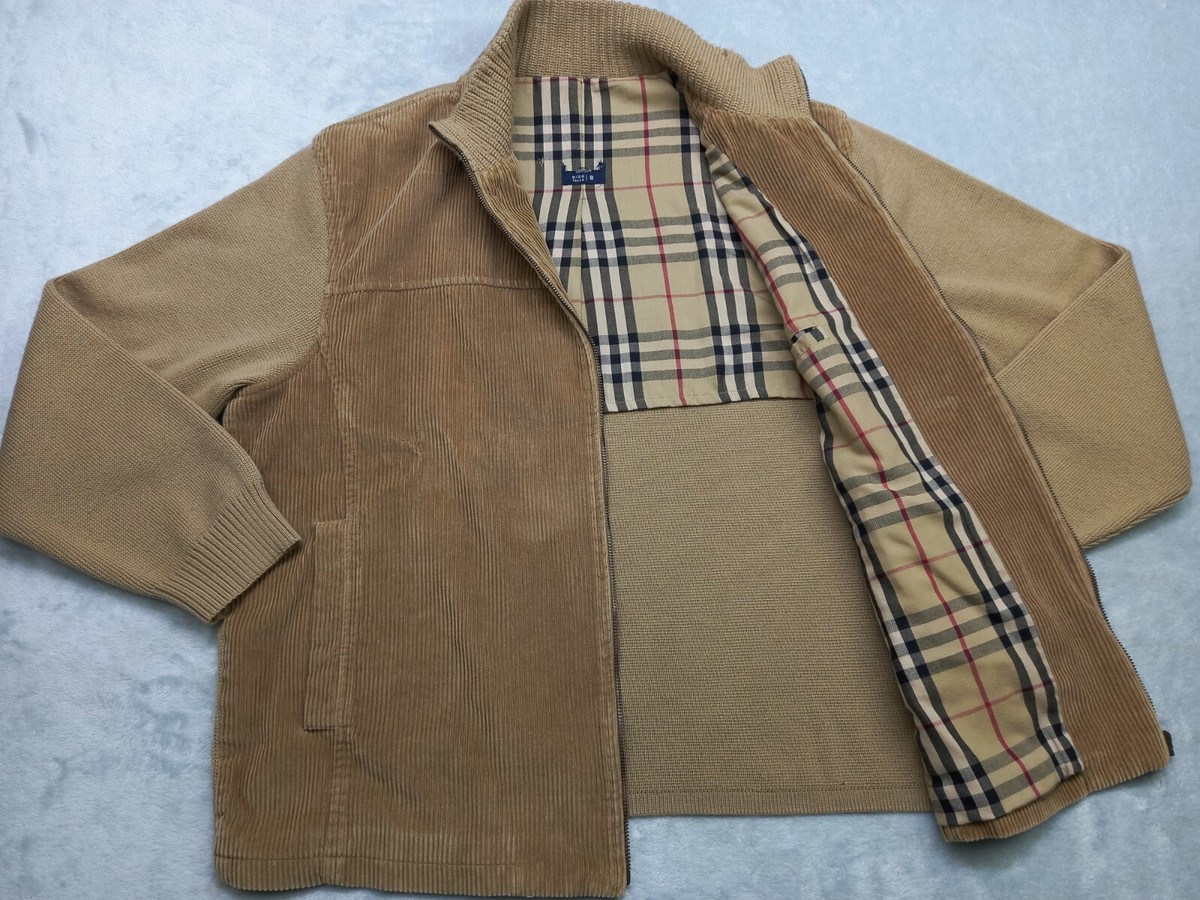 BURBERRY LONDON Corduroy Jacket Coat Merino Wool Nova Check Men's