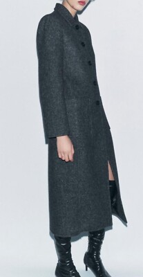 ZARA ZW COLLECTION MANTECO WOOL BLEND COAT GREY FW24/25 SIZES XS