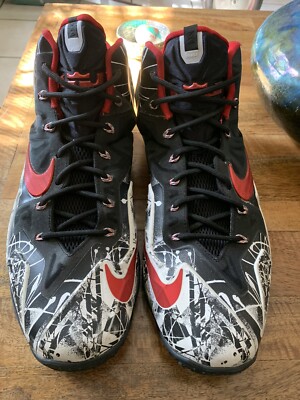 Mens 13 Nike LeBron 11 Graffiti 2014 White/Red/Black 616175-100