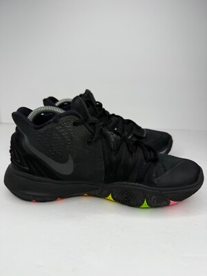 Nike Kyrie 5 Black Neon Rainbow Sole Basketball AO2918-001 Men's
