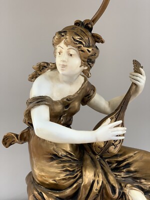 Vintage Art Nouveau Spelter French Figural Lady Statue Lamp 40” | eBay