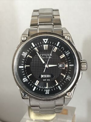 Citizen Men's Eco-Drive Black Dial Stainless Steel Bracelet Watch