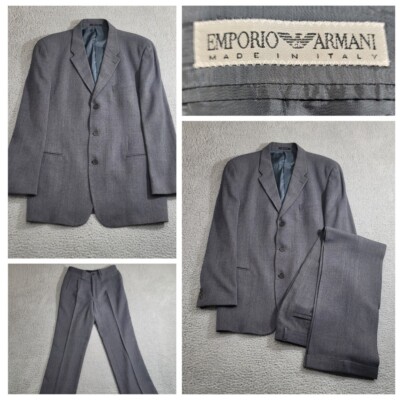 Emporio Armani Suit Men's 40 Gray Two Piece 3 Button 32x30 Pleated