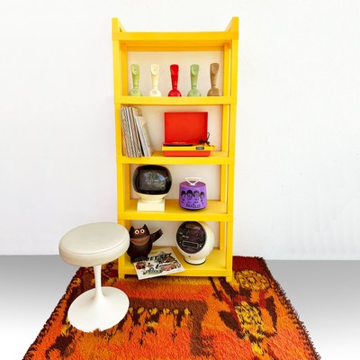 1970s Space-Age Yellow Plastic Modular Shelving Storage Umbo