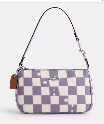 Coach Nolita 19 With Checkerboard Print Silver/Light Violet/Chalk