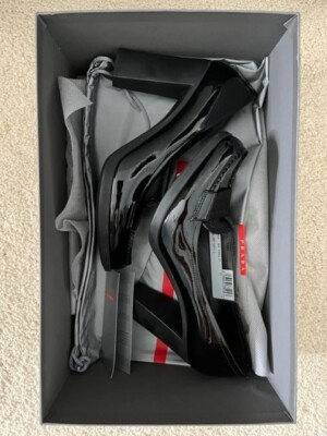 Prada Black Patent Block Heel Loafers - Authentic/Rare Size 37 | eBay