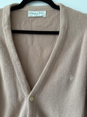VINTAGE 90s Christian Dior Monsieur Beige Cardigan Men's Sweater