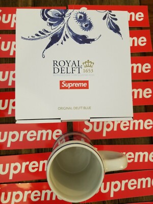 Supreme Royal Delft 190 Bowery Beer Mug Blue ships ASAP SS21 | eBay