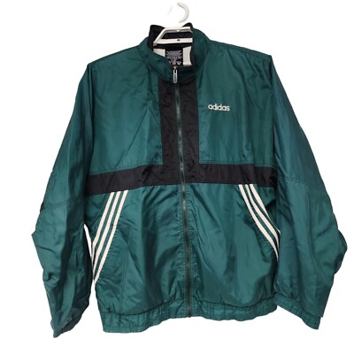 Vtg Adidas Mens XL Windbreaker Three Stripe Full Zip Jacket