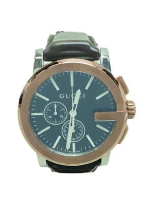 Gucci 101.2 Quartz Men's Watch Black Dial Round Analog 47mm