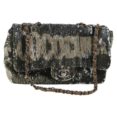 CHANEL 2017 Cruise Coco Cuba Chain Shoulder Bag Sequin Green CC