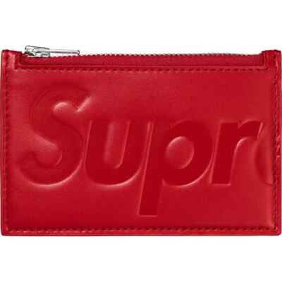 Supreme Leather Zip Card Holder Red | eBay UK
