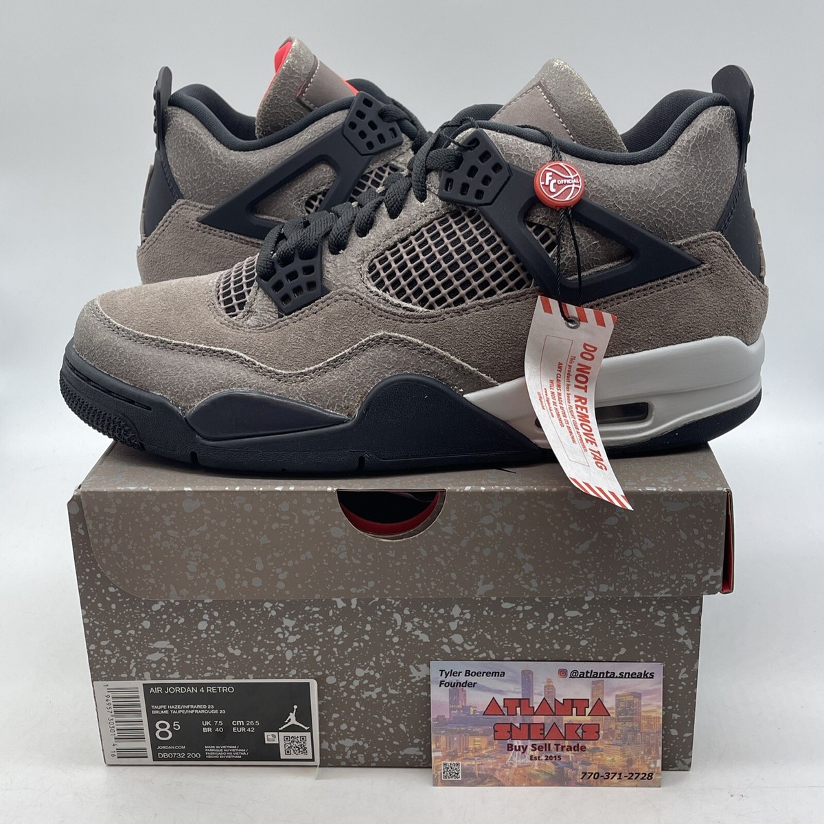 Size 8.5 - Jordan 4 Retro Mid Taupe Haze Brown White Black Suede