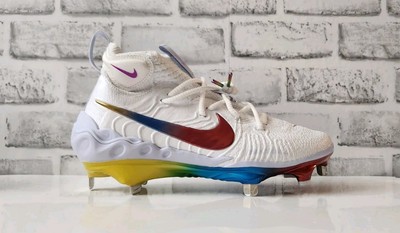 Nike Alpha Huarache NXT White Rainbow Baseball Cleats Men's Size