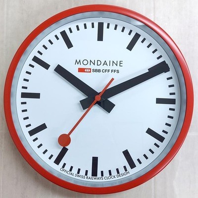 Mondaine Wall Clock Red White Diameter 25cm A990.CLOCK.11SBC Box