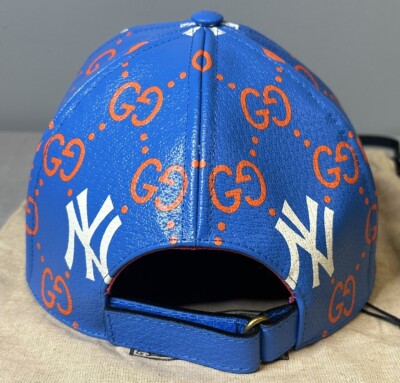 Gucci x MLB NY Yankees Leather Baseball Hat Cap Size M (58cm