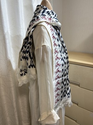 Dries Van Noten 100% Silk Ikat Pattern Scarf Made in India Elegant