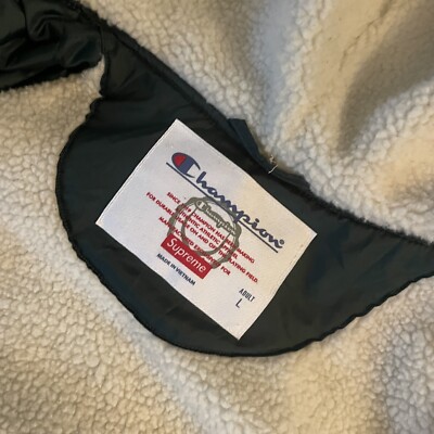 Size L -- Supreme Champion Sherpa Lined Hooded Jacket Dark Green
