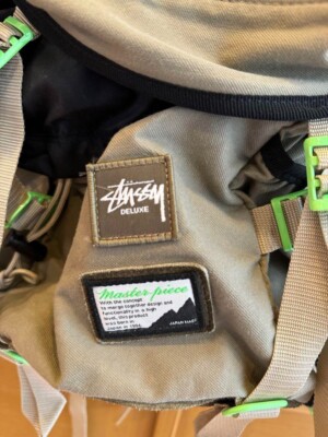 Stussy Masterpiece Collaboration Backpack logo color beige fashion
