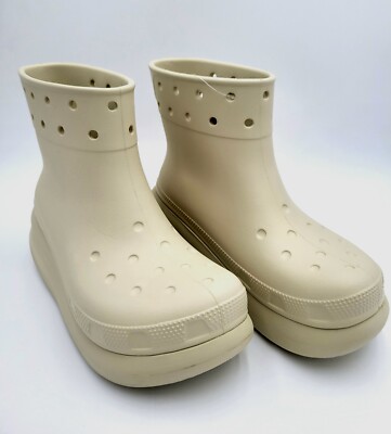 Crocs Classic Crush Women' Waterproof Rain Boots W9/ M7 Bone