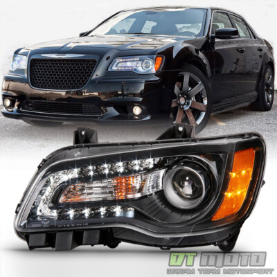 Black 2011-2014 Chrysler 300 Halogen LED DRL Headlight Driver Side