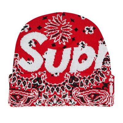 Supreme FW24 Bandana Big Logo Beanie Red | eBay
