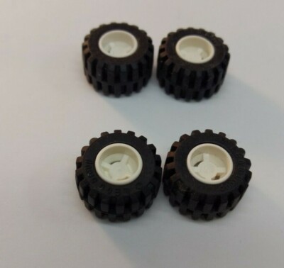 Lego 87697 wheel black tire white rim 4 wheel and rim units | eBay